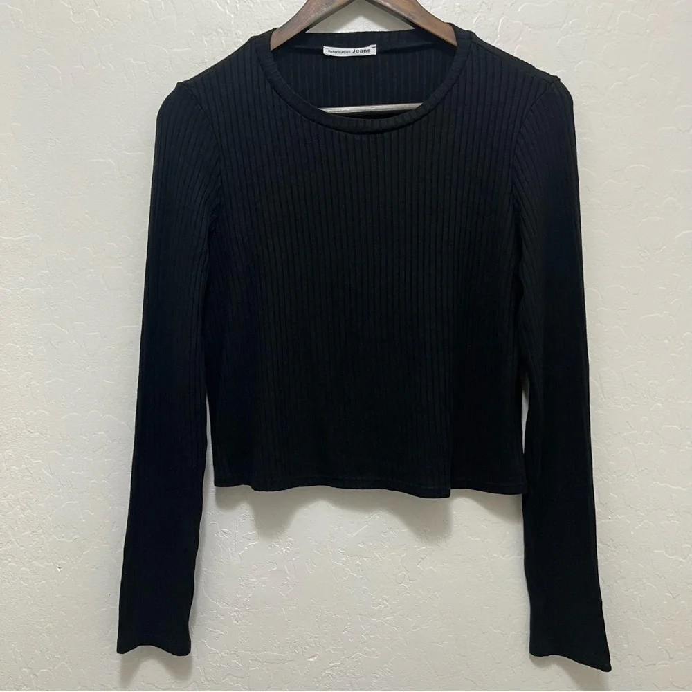 Reformation Jeans Ribbed Long Sleeve Top Sz L